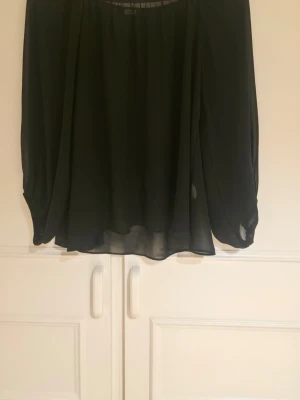 Svart transparent blus i chiffong - Snygg svart blus i tunn, transparent chiffong med lös passform och långa ärmar.