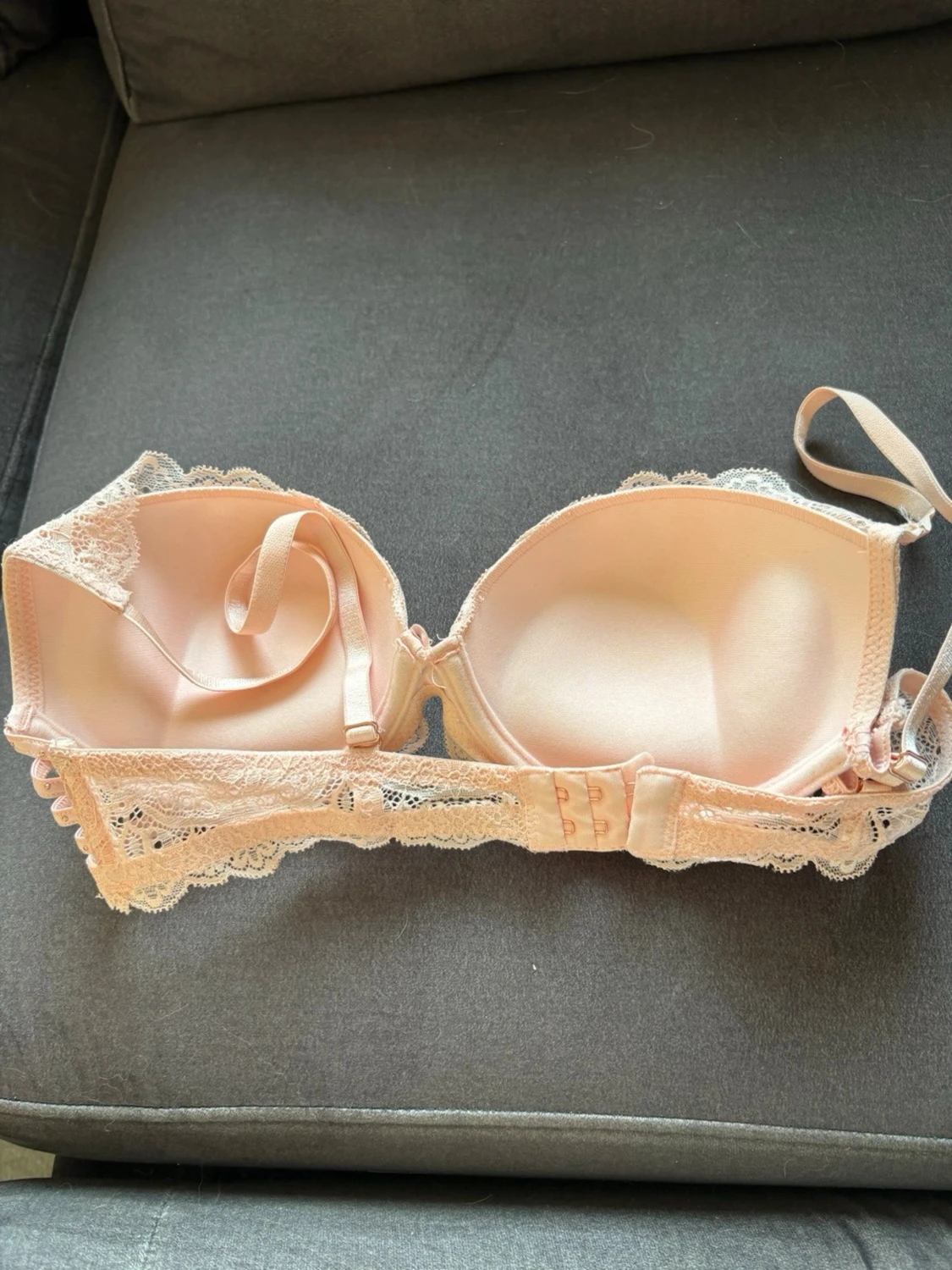 Ljusrosa push-up bh med spets o pärlor  - 3