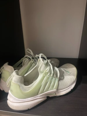Nike Air Presto mintgröna sneakers - Fräscha Nike Air Presto sneakers i en ljus mintgrön och vit färg. Ovandelen är i mesh för extra andningsförmåga och sidopartierna har en plastdetalj för stabilitet. Skorna har klassisk Nike-logga och en chunky sula för skön komfort.