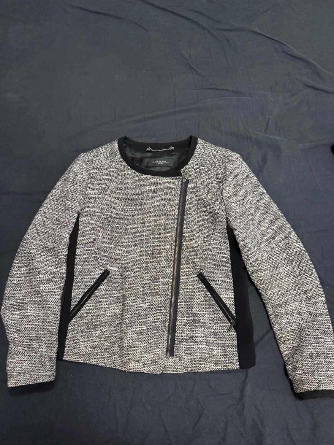 Gråmelerad kavaj med dragkedja - 3