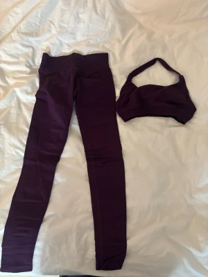 Gtech Performace set - Jag säljer ett Gtech set från deras performance kolektion. Det är färgen dark purple och är då deras performance seamless scrunch tights, samt deras performance halter topp. Båda plaggen är i storlek xs och är även i gott skick. Om du vill köpa plaggen separat är det bara att höra av dig!😊
