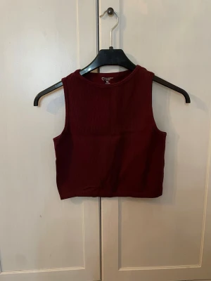 Vinröd och svart ribbad crop top - Vinröd samt svart ärmlös crop top från primark i ribbat stretchigt material. Topparna köpta tillsammans och satt ihop men är isärtagna för provning. Säljer dessa toppar då dem tyvärr inte passar mig. Jag hade i tanke att använda topparna till träning men skulle påstå att dem även kan vara fina till vardags! Säljer 1 för 50kr eller båda för 80kr.