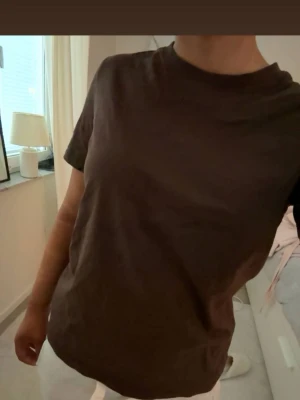 Brun basic t-shirt i bomull - En enkel brun t-shirt i mjuk bomull med rund hals och korta ärmar. Perfekt till jeans eller shorts för en avslappnad look. Klassisk passform och utan tryck eller detaljer.