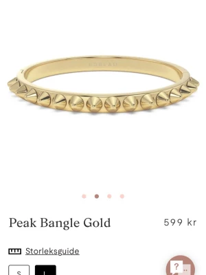 Edblad guld färgat nit armband strl L  - Snyggt guldfärgat armband från Edblad med coola konformade nitar runt hela bandet. Armbandet har en stilren och modern design i metall som ger en edgy känsla till din outfit. Använd ett par ggr men inga tecken på användning och kommer med lådan. Nypris 599 kr.