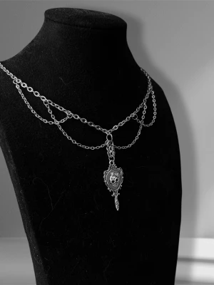 Handmade scull mirror necklace  - 🕷️Handmade necklace by me ⛓️Material: Stainless Steel 🖤Adjustable length 40cm+5cm  🖤Jewerly care:  – Avoid longer contact with water – Avoid excessive perfume, lotions, and chemicals – Do not sleep or exercise while wearing  Proper care helps maintain appearance and longevity ✨  Feel free to check out my other pieces- bundle discounts available💸  The price list is set based on material costs, my working hours and based on unique designs and other costs.