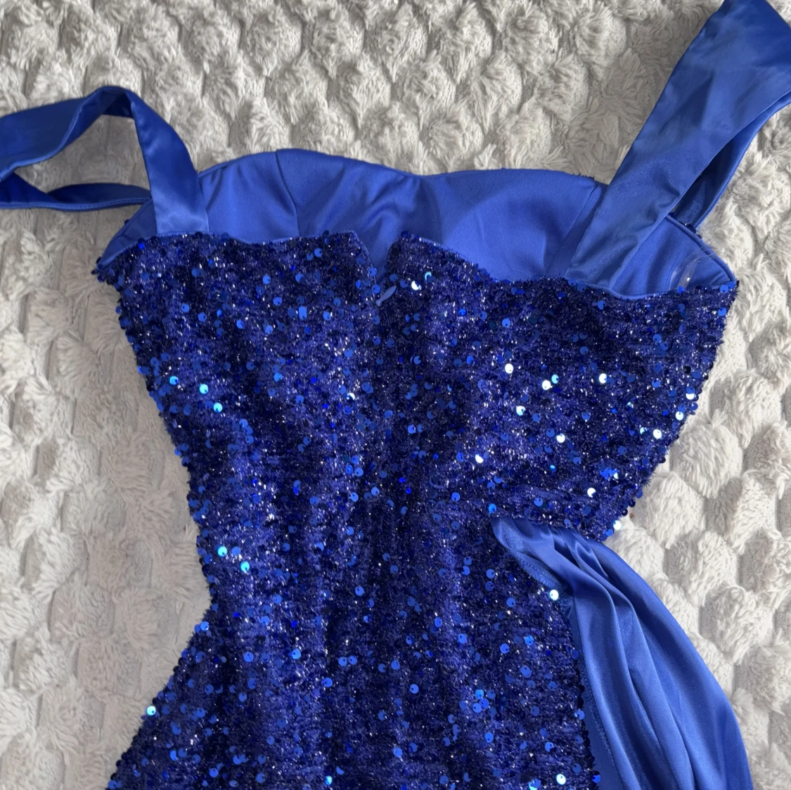 Blå glittrig bal/ fest långklänning med paljetter - 3