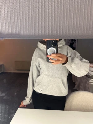 Ljusgrå hoodie från Hm - Snygg ljusgrå hoodie från Hm med klassisk känguruficka och huva. Hoodien har en avslappnad passform och är perfekt för en chill vardagslook. Tillverkad i mjukt material som känns skönt mot huden. Diskret logga nertill på fickan.