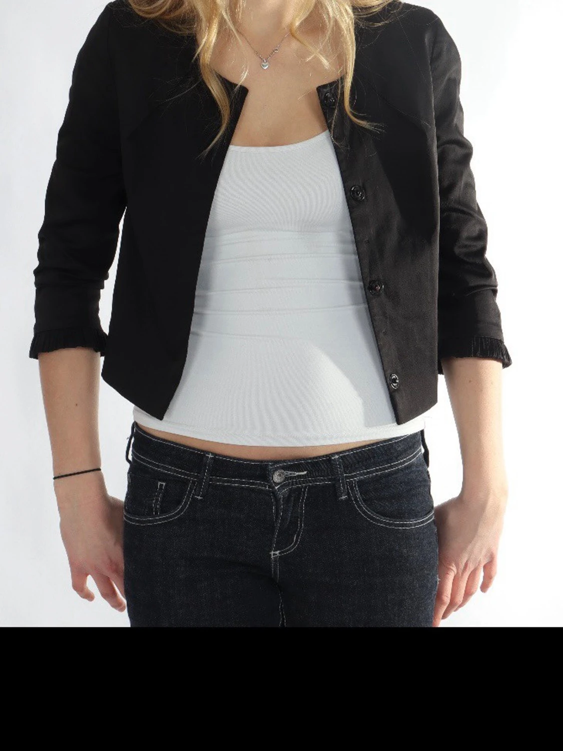 Svart croppad kavaj med knappar