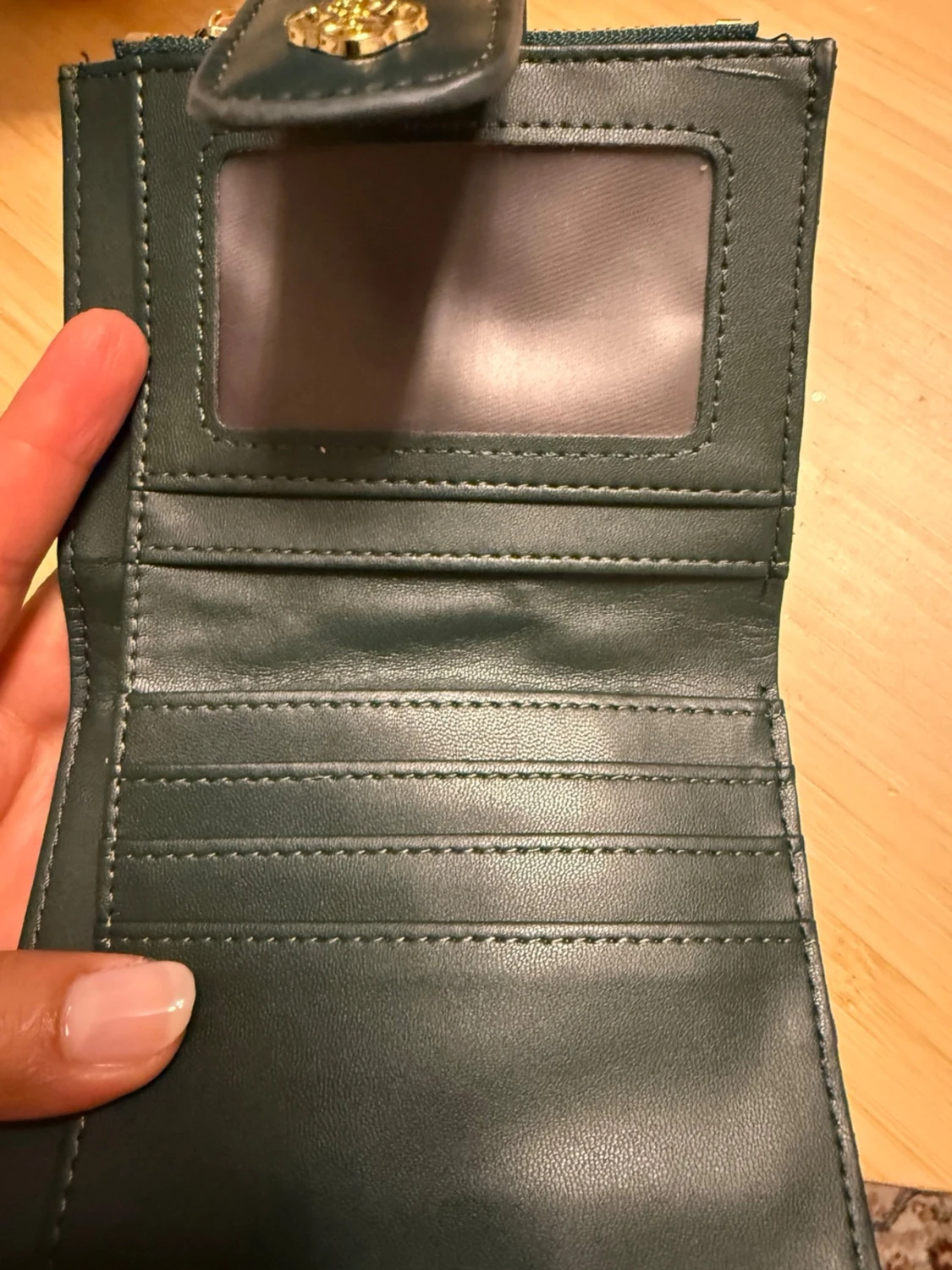 Mörkgrön quiltad plånbok med dragkedja - 1