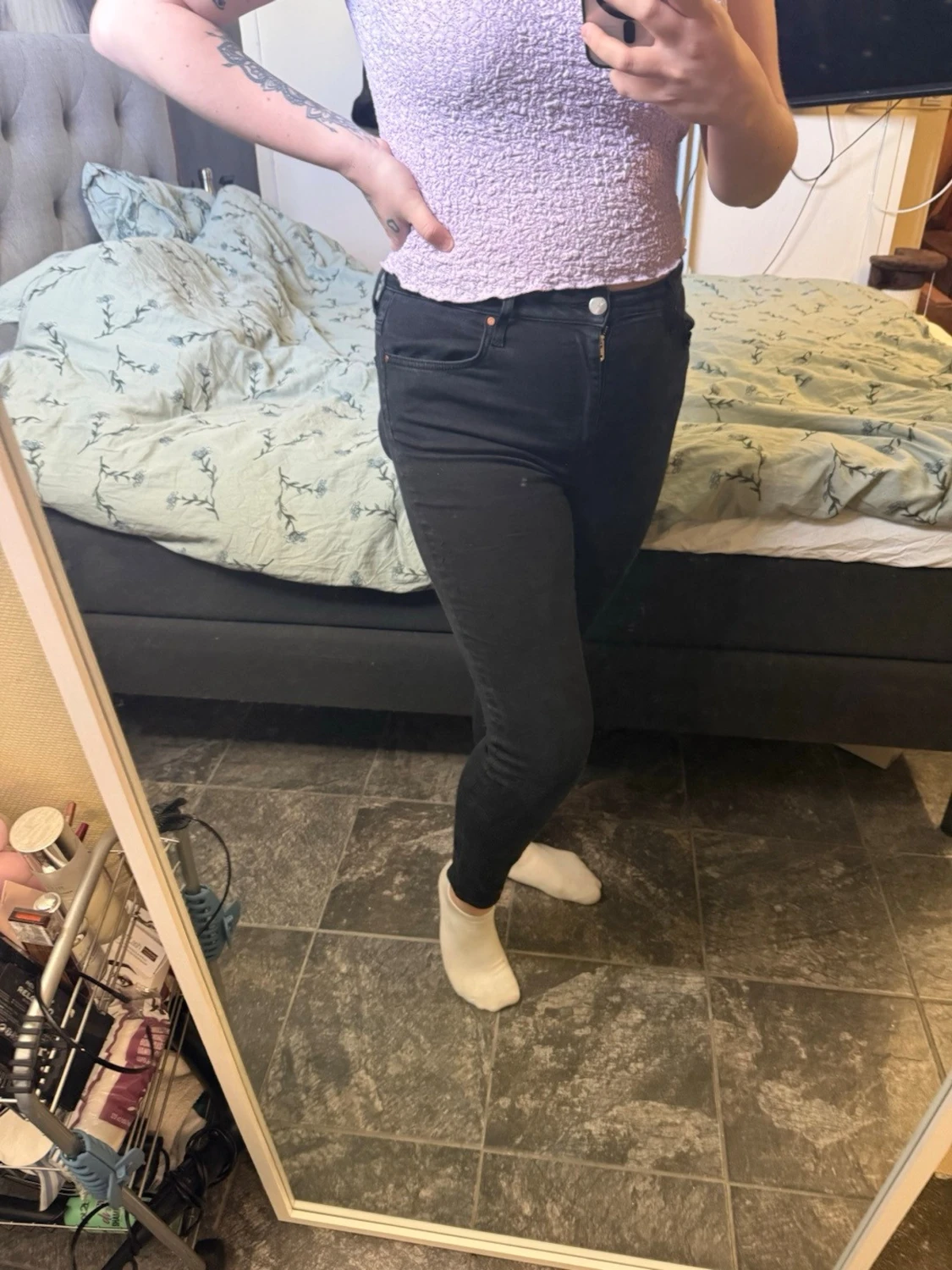 Svarta skinny jeans med hög midja