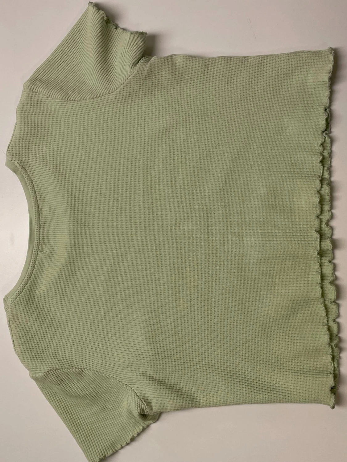 Ljusgrön croppad ribbad topp - 3