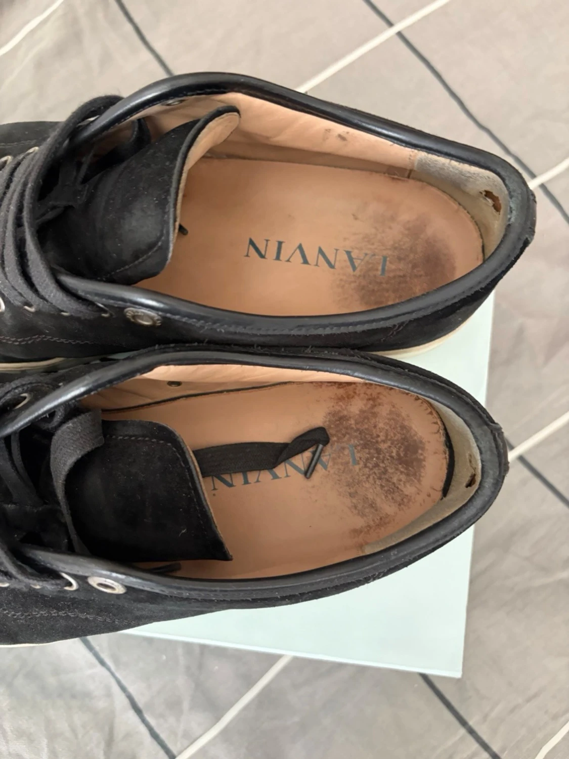 Svarta Lanvin sneakers i mocka och läder - 1
