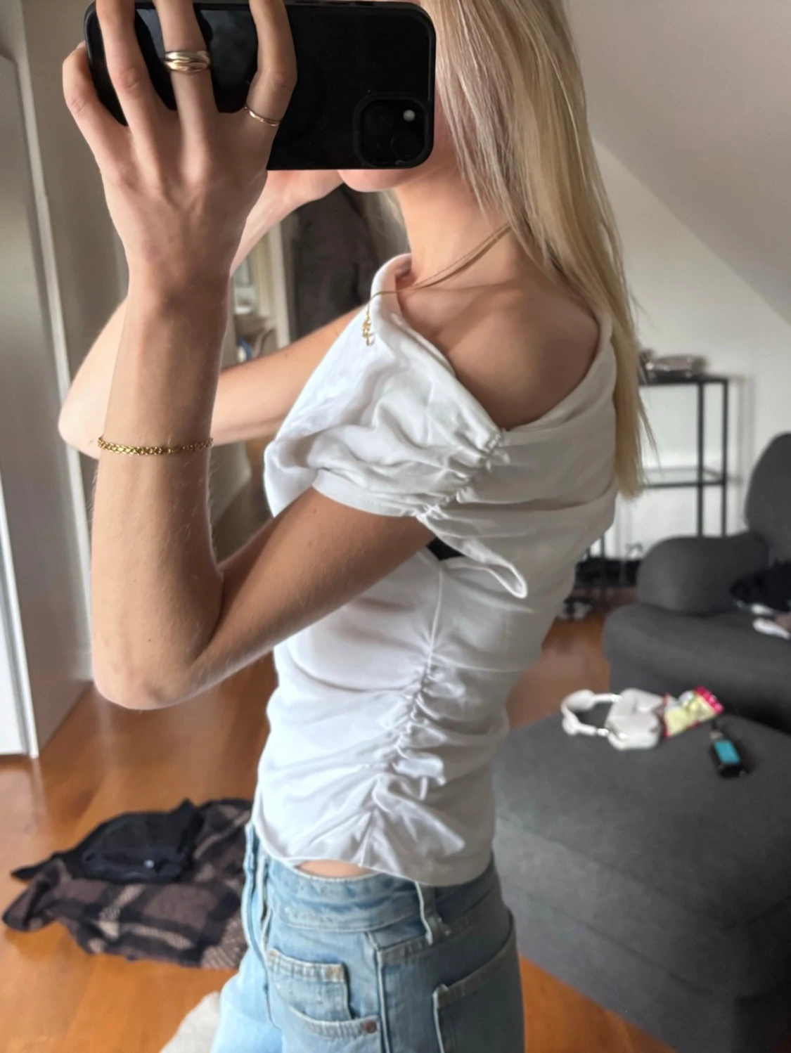 Vit offshoulder topp - 1