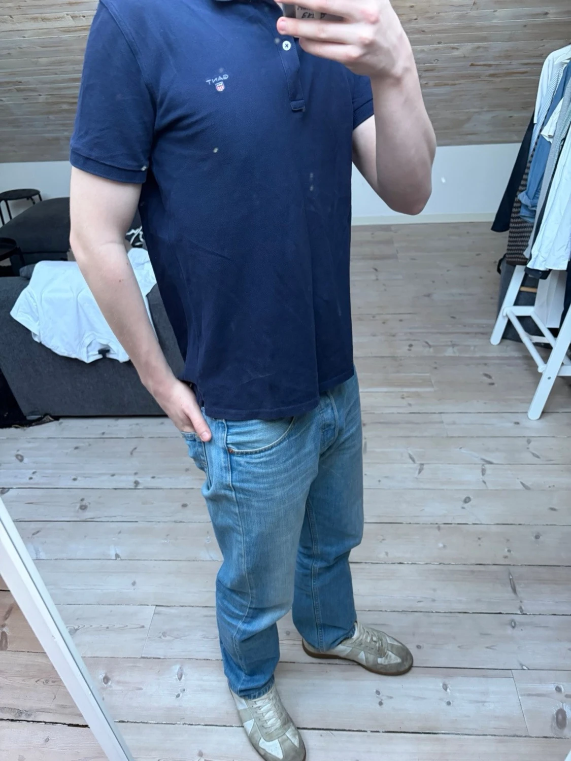 Marinblå pikétröja från GANT