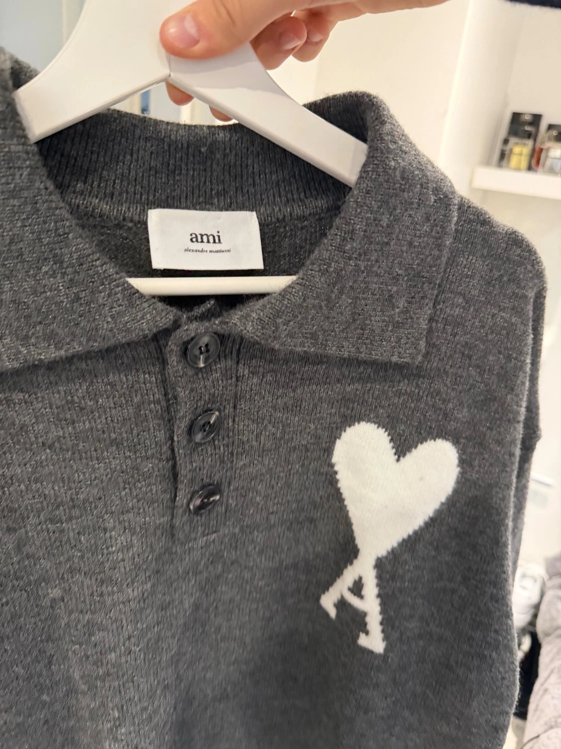 Ami paris gray polo knit sweater - 1