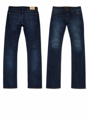 Mörkblå jeans från Nudie Jeans - Snygga mörkblå jeans från Nudie Jeans med klassisk femficksmodell och kontrastsömmar🔥Jeansen har raka ben och är tillverkade i slitstark denim med coola slitningar på låren👌Perfekta för en avslappnad och trendig stil.