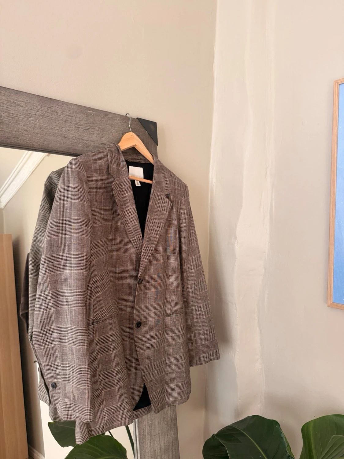 Brun rutig oversized kavaj - 1