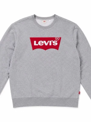 Grå sweatshirt från Levi's - Klassisk grå sweatshirt från Levi's med stort rött logotryck på bröstet. Tröjan har rund halsringning, ribbade muddar vid ärmslut och nederkant samt en relaxed passform. Perfekt till jeans eller joggers för en avslappnad look.