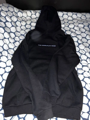 Svart hoodie PHOBIA med ormtryck - Säljer en svart hoodie från PHOBIA med stor, detaljerad orm och blixtar tryckta på ryggen samt texten 'THE WORLD GONE MAD' på bröstet. Hoodien har huva och ribbade muddar. Perfekt för dig som gillar streetwear och unika prints.