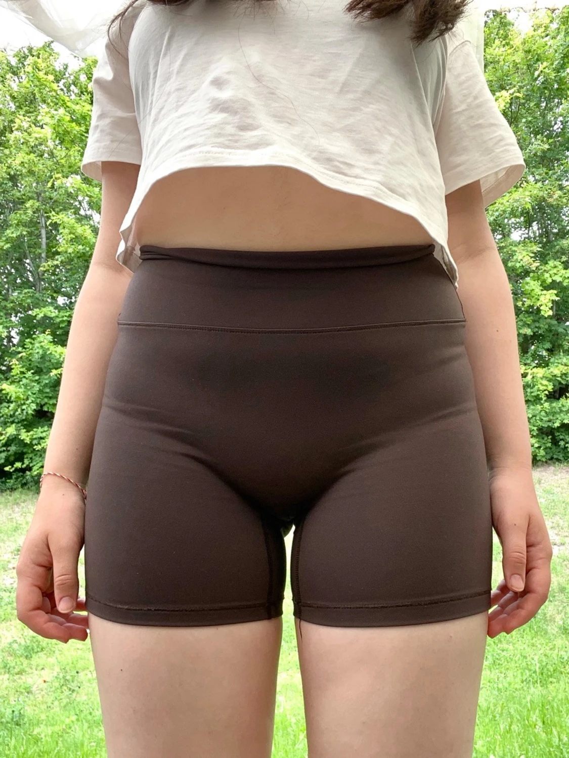 Bruna högmidjade cykelshorts - 1