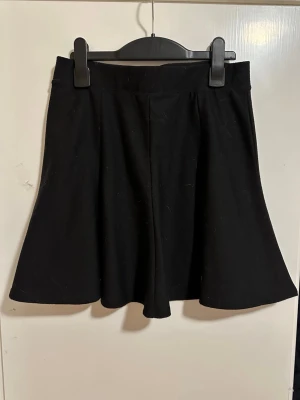 Svart kortkjol strl: M - Säljer en svart kortkjol från Lib med utsvängd passform. Kjolen har en enkel och stilren design som passar till många olika looks. Perfekt att matcha med en snygg topp eller hoodie. Midjehög och i ett mjukt material som känns bekvämt hela dagen.