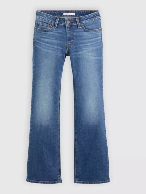Blå bootcut jeans från Levi's - Snygga blå bootcut jeans från Levi's med klassisk femficksdesign och bruna kontrastsömmar. Jeansen har en något utsvängd passform nertill och är tillverkade i slitstark denim med en lätt tvättad look. Perfekta för en avslappnad och trendig stil.