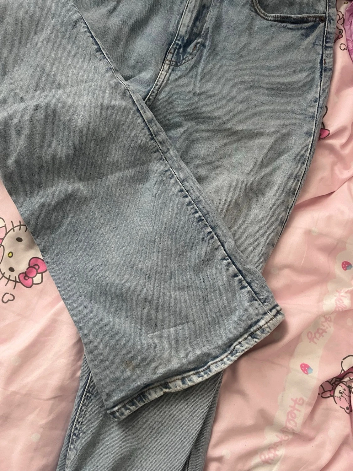 Ljusblå bootcut med hög midja - 2