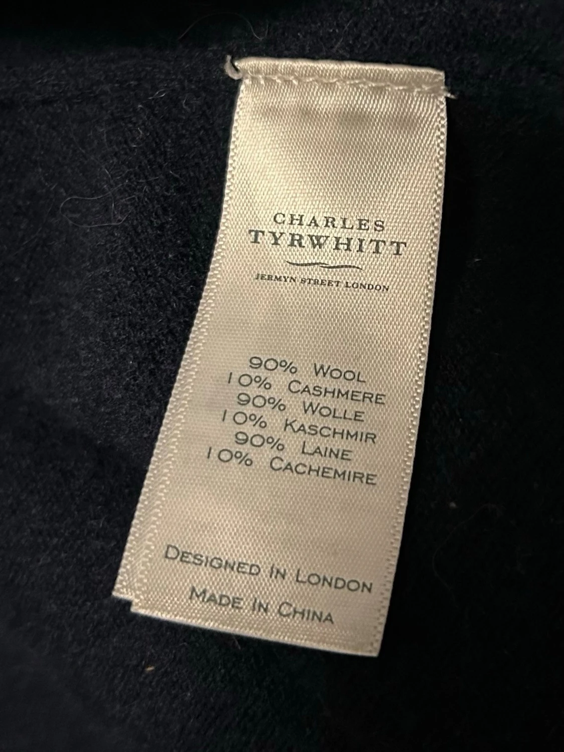 Mörkblå cashmire hoodie - 2