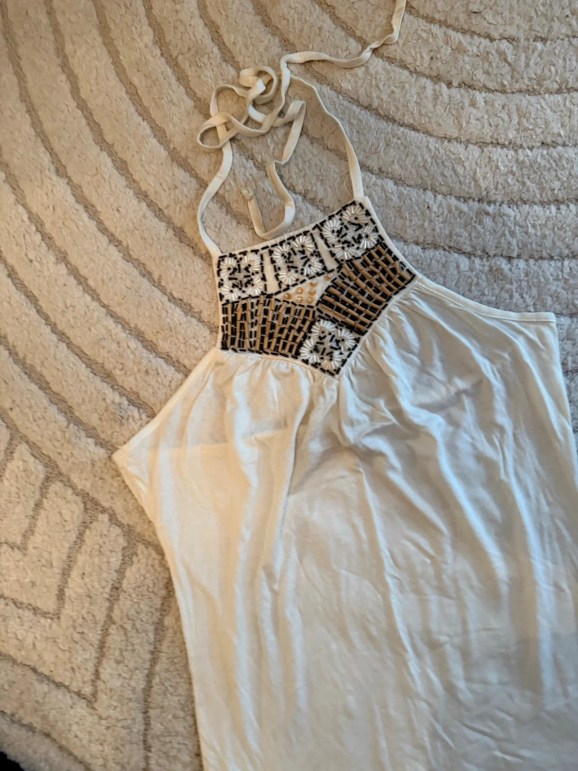 Vit halterneck topp med brodyr - 3