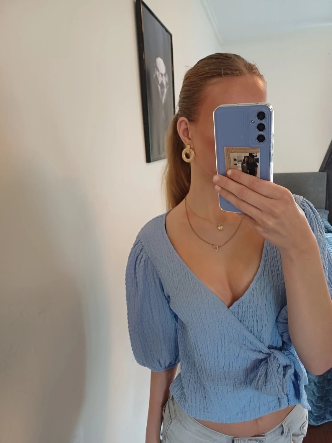 Blå omlottopp med knyt - 4