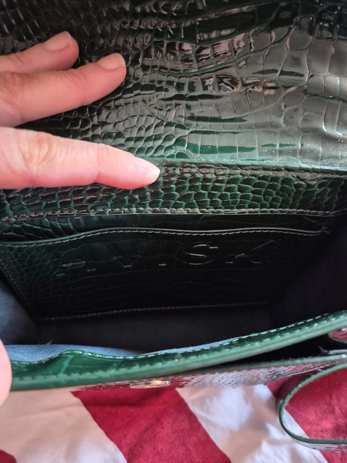 Grön croco-mönstrad handväska - 2