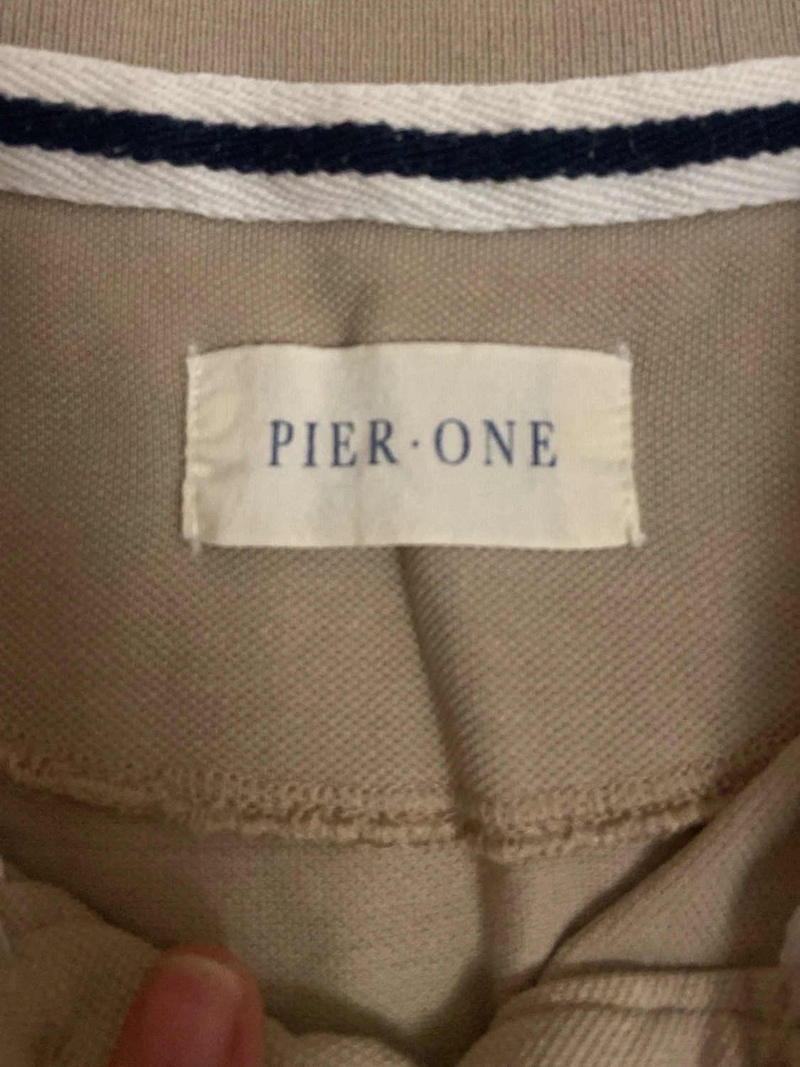 Beige pikétröja med krage - 3