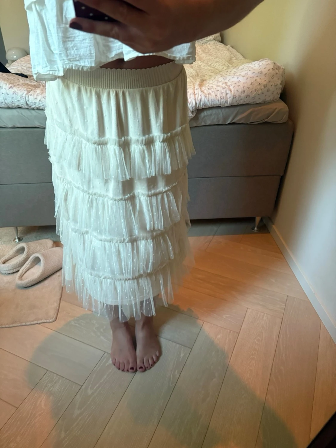 Vit volangkjol med mesh - 2