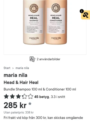 Head & Hair Shampo and Conditioner  - Shampon är motsvarande i travel size i 100ml Conditioner är i 50ml