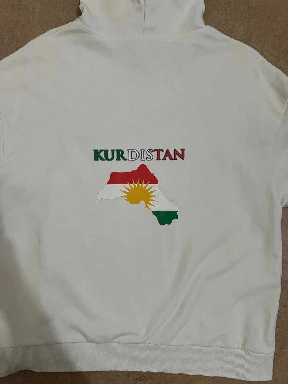 Vit hoodie med Kurdistan-tryck - 4