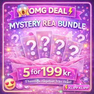 Mystery Bundle (XS) - 5 st press-on nagelset (XS) från min rea ✨ Mystery bundle – design väljs slumpmässigt  Perfekt om du vill testa flera set billigare 💅 Få sådana här erbjudanden – begränsat antal  • 5 för 199 kr • Handgjorda naglar • Från min rea-kollektion  💌 Tips: Lämna ett ❤️ på favoriter i FRÅN REAN – kanske dyker de upp i ditt paket (specifika set kan ej garanteras) 