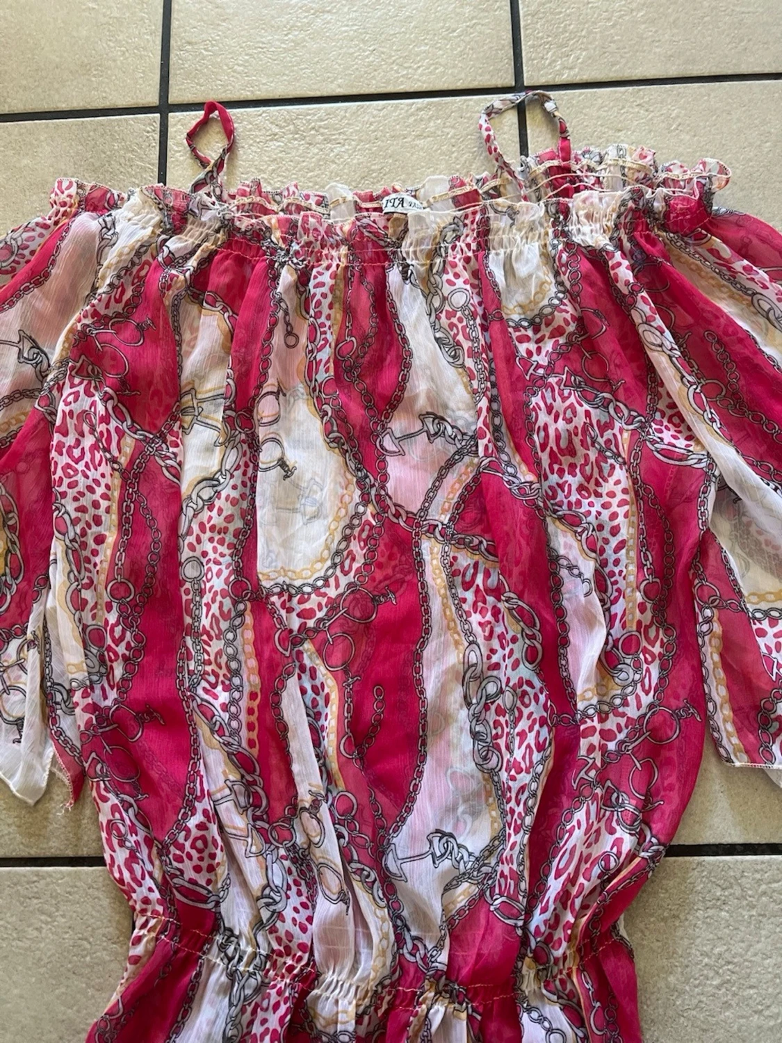 Rosa och vit blus med leopardmönster storlek L/XL - 1