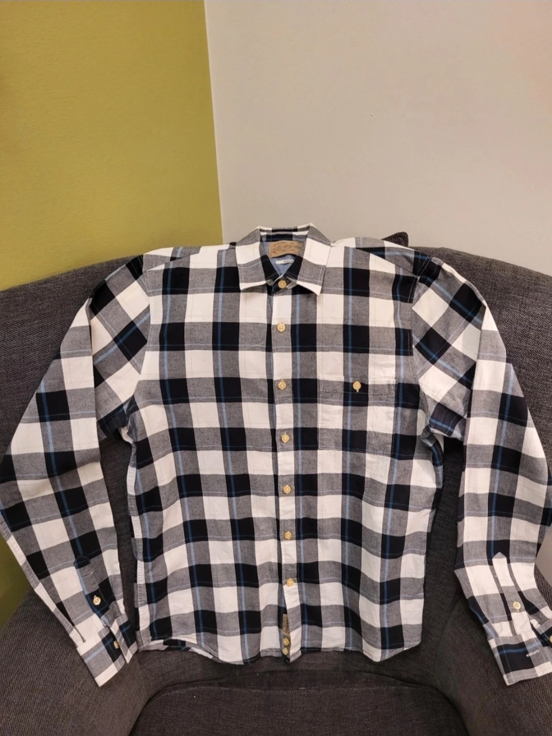 Vailent Rutig långärmad skjorta i bomull M - 1