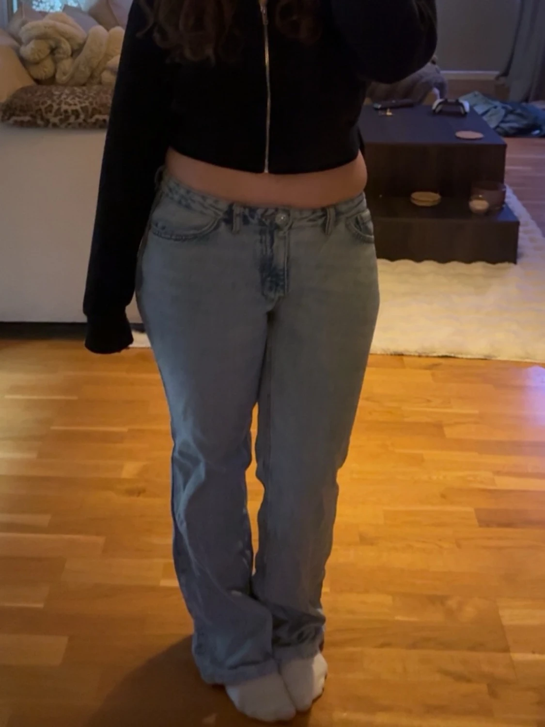 Ljusblå low waisted bootcut jeans - 2