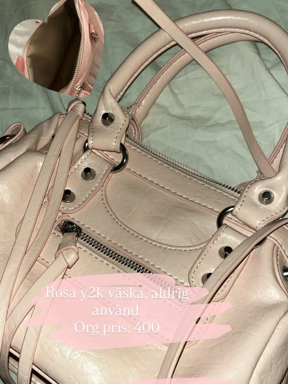 Rosa y2k handväska med dragkedja