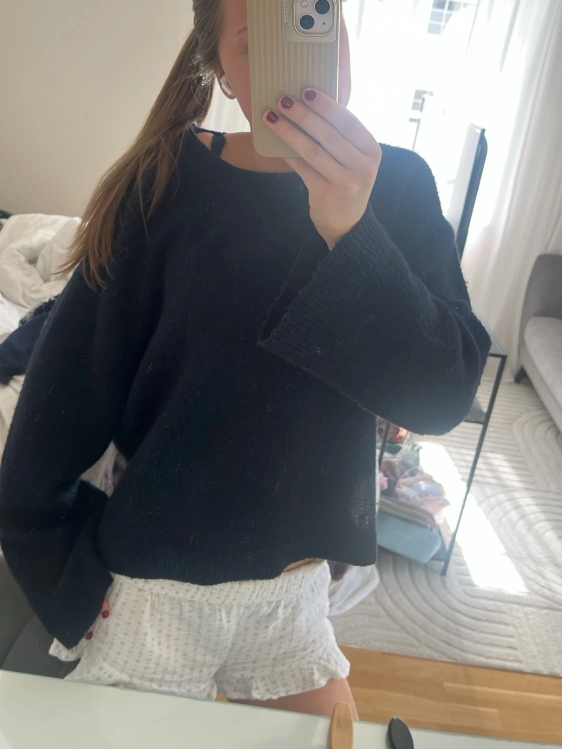Svart oversized stickad tröja - 2