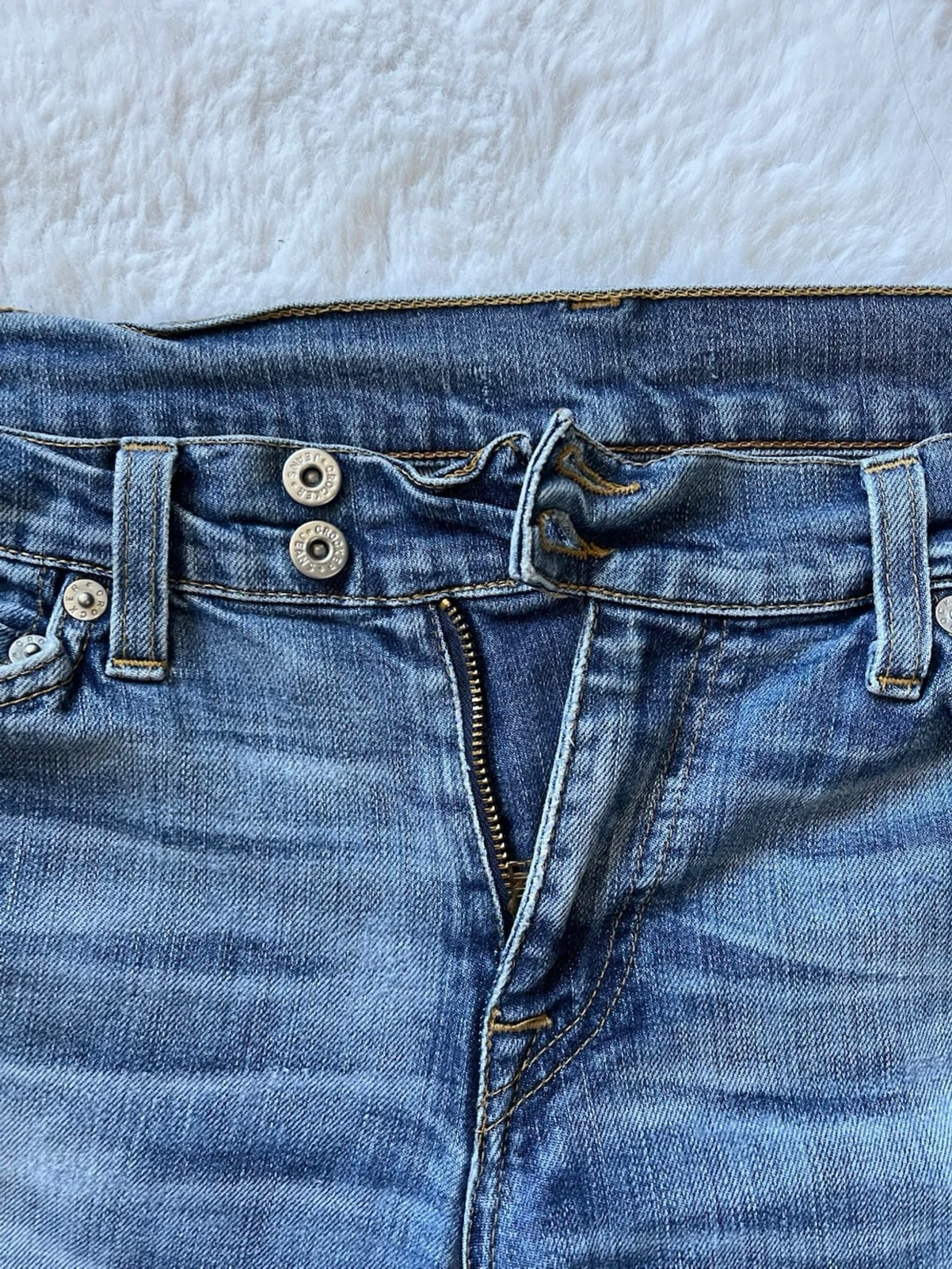 Blå lågmidjade bootcut jeans - 1