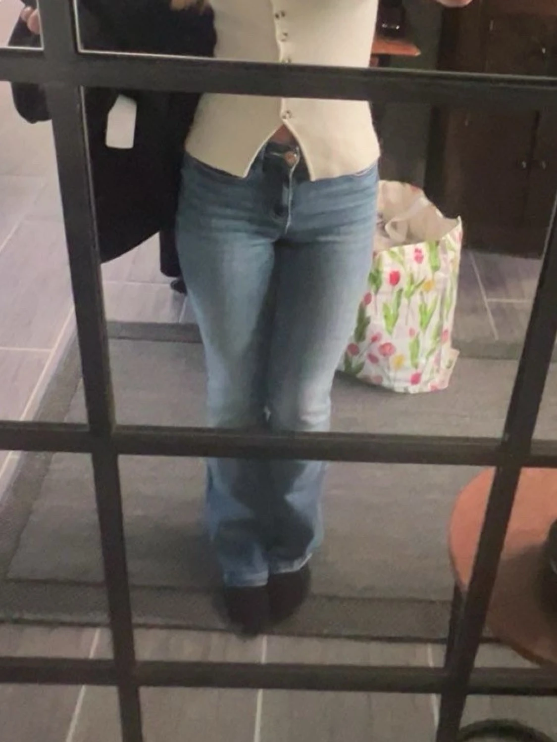 Blå bootcut jeans midwaist - 1