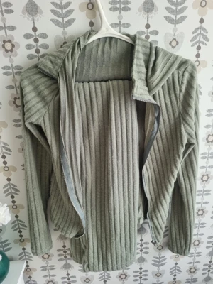 Ribbad grön set från shein  - Säljer en ribbad hoodie i ljus grönt med byxor med dragkedja framtill och huva. Hoodien har långa ärmar och är tillverkad i ett mjukt, stretchigt tyg som ger en avslappnad look. Perfekt för chill dagar eller när du vill ha något bekvämt och stilrent.