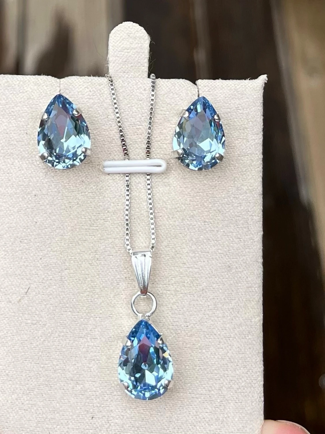 Set silverpläterad light sapphire pear  - 1