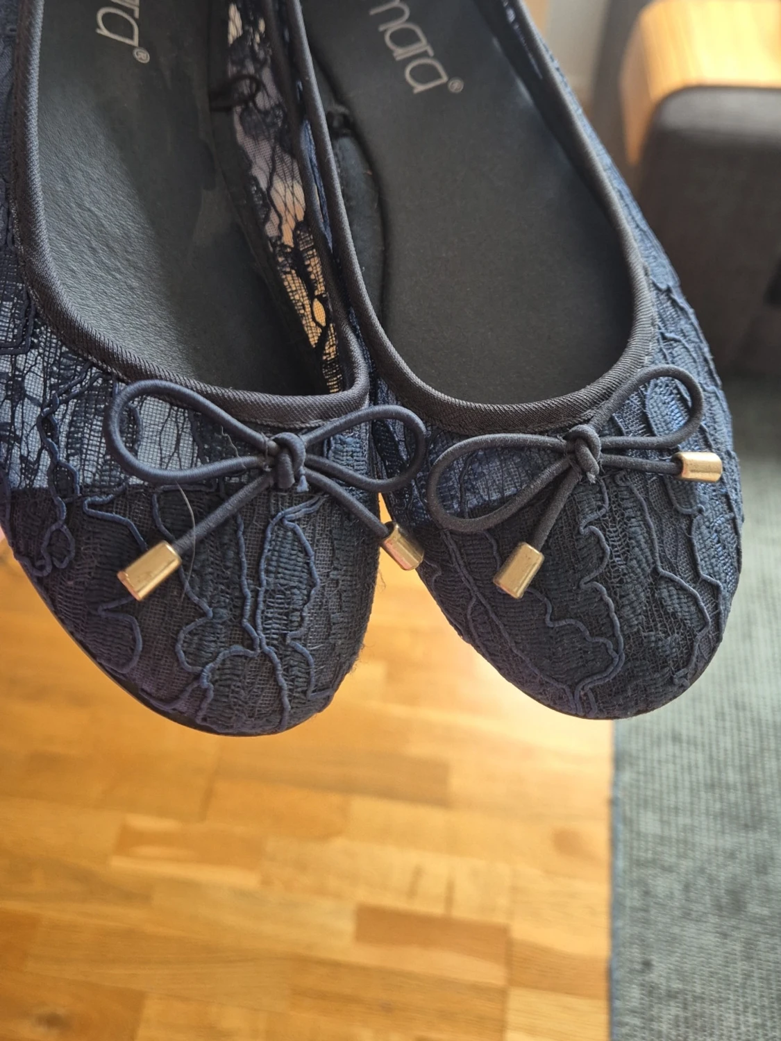 Mörkblå spetsballerinas från Esmara - 1