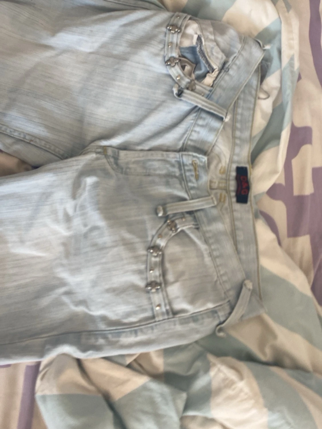 Ljusblå raka jeans med nitar,DG =Dolcer &Gabbana - 2