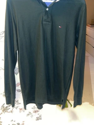 Grön långärmad piké Tommy Hilfiger - Klassisk grön långärmad pikétröja från Tommy Hilfiger med liten logga på bröstet. Tröjan har krage, knappslå och är tillverkad i mjukt material som känns skönt mot huden. Perfekt till jeans eller chinos för en clean look.