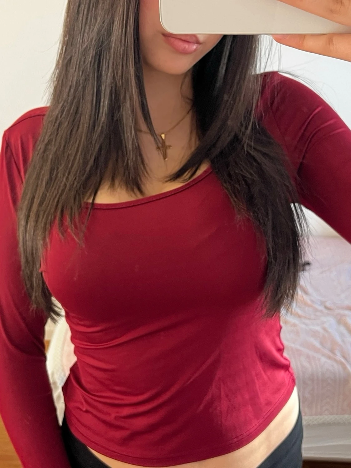 Mörkröd långärmad topp - 2