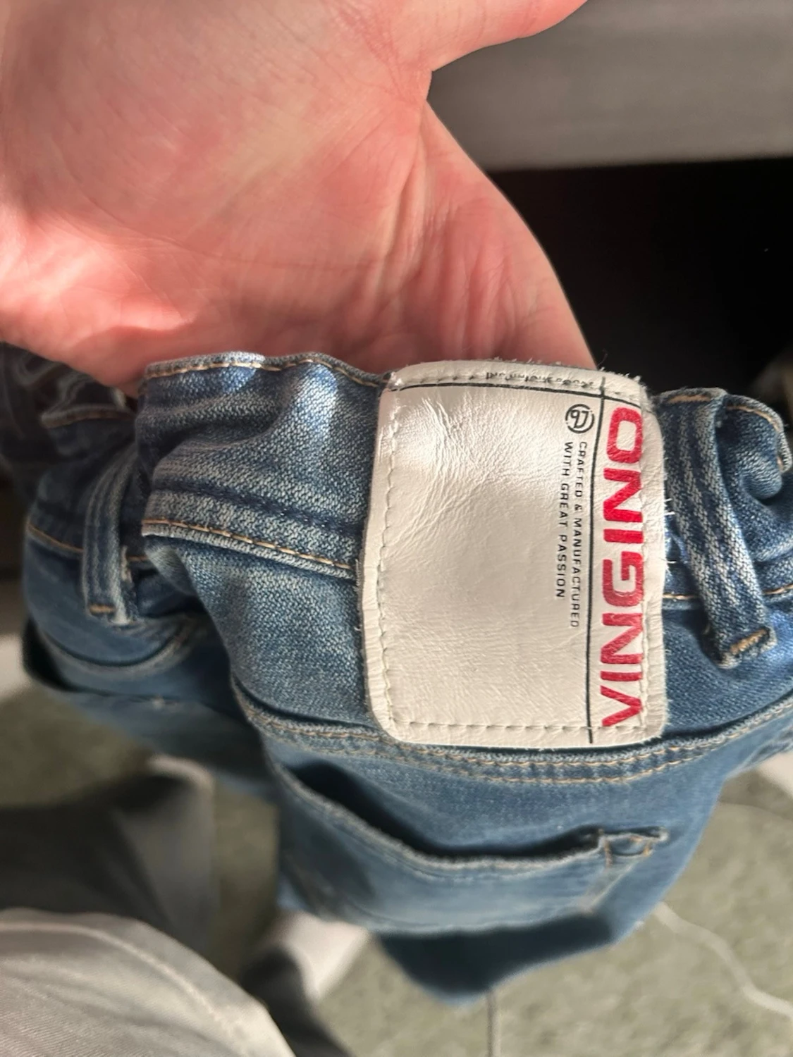 Blå slim fit jeans med slitningar - 6